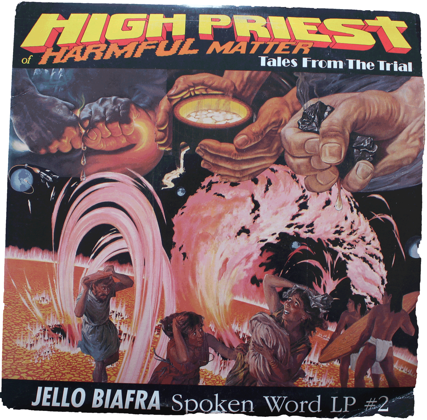 The vinyl album cover of High Priest of Harmful Matters, Tales from the Trial - Jelly Biafra, Spoken Word LP #2.